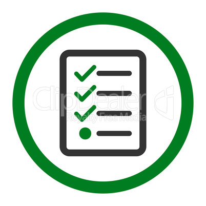 Checklist flat green and gray colors rounded vector icon