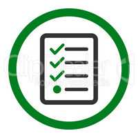 Checklist flat green and gray colors rounded vector icon