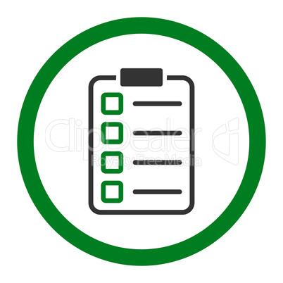 Examination flat green and gray colors rounded vector icon