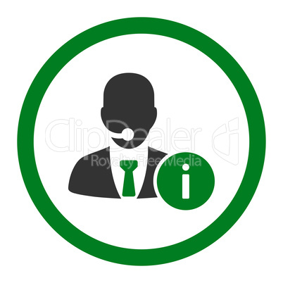 Help desk flat green and gray colors rounded vector icon