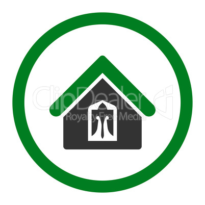 Home flat green and gray colors rounded vector icon