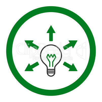 Idea flat green and gray colors rounded vector icon