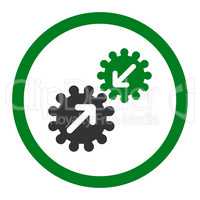 Integration flat green and gray colors rounded vector icon