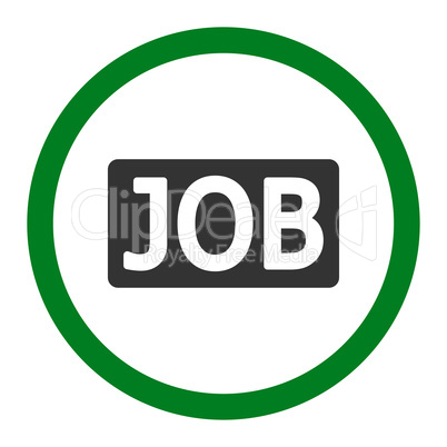 Job flat green and gray colors rounded vector icon