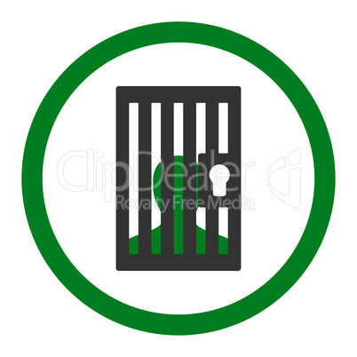 Prison flat green and gray colors rounded vector icon