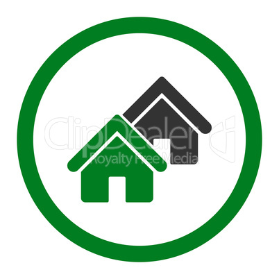 Realty flat green and gray colors rounded vector icon