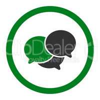 Webinar flat green and gray colors rounded vector icon