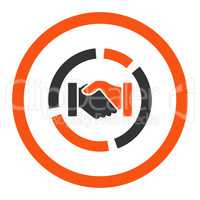 Acquisition diagram flat orange and gray colors rounded vector icon