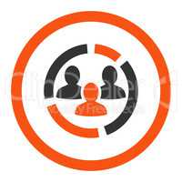 Demography diagram flat orange and gray colors rounded vector icon