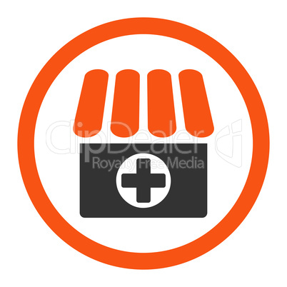 Drugstore flat orange and gray colors rounded vector icon