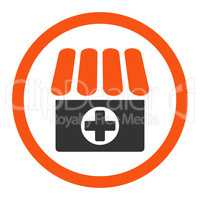 Drugstore flat orange and gray colors rounded vector icon