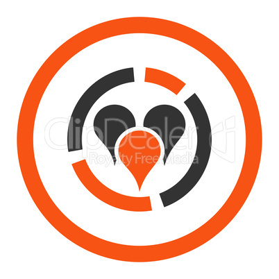 Geo diagram flat orange and gray colors rounded vector icon