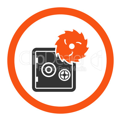Hacking theft flat orange and gray colors rounded vector icon