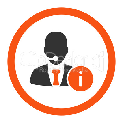 Help desk flat orange and gray colors rounded vector icon