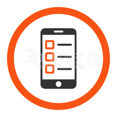 Mobile test flat orange and gray colors rounded vector icon