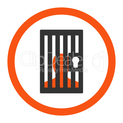 Prison flat orange and gray colors rounded vector icon