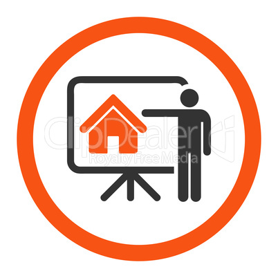 Realtor flat orange and gray colors rounded vector icon