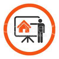 Realtor flat orange and gray colors rounded vector icon