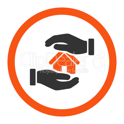 Realty insurance flat orange and gray colors rounded vector icon