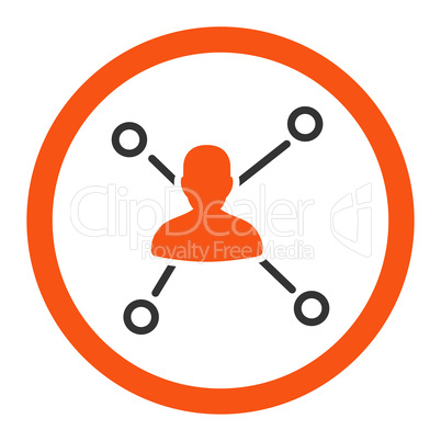Relations flat orange and gray colors rounded vector icon