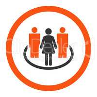 Society flat orange and gray colors rounded vector icon