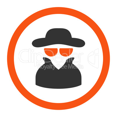 Spy flat orange and gray colors rounded vector icon