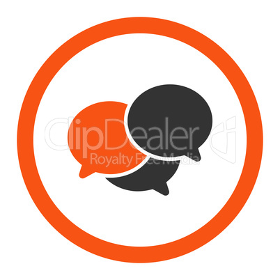 Webinar flat orange and gray colors rounded vector icon