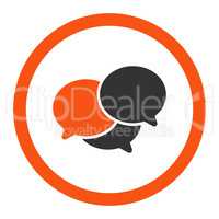 Webinar flat orange and gray colors rounded vector icon