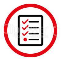 Checklist flat intensive red and black colors rounded vector icon