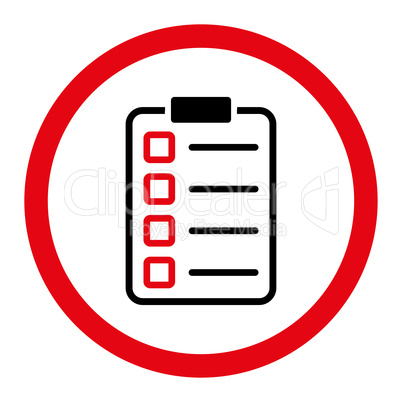 Examination flat intensive red and black colors rounded vector icon
