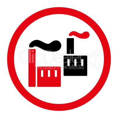 Industry flat intensive red and black colors rounded vector icon