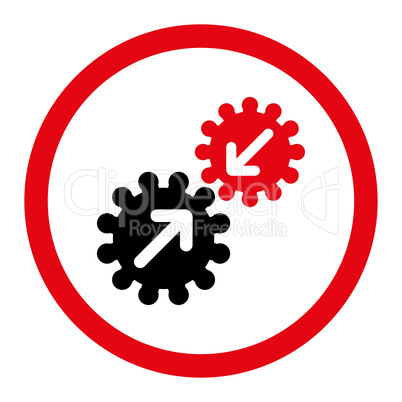 Integration flat intensive red and black colors rounded vector icon