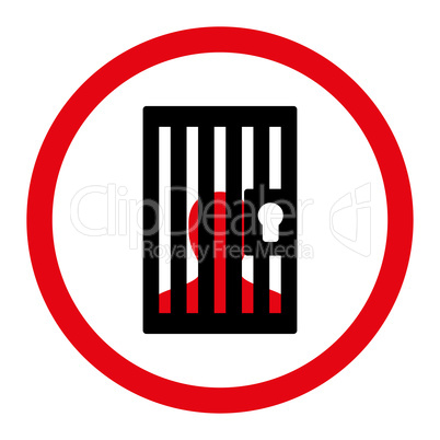 Prison flat intensive red and black colors rounded vector icon