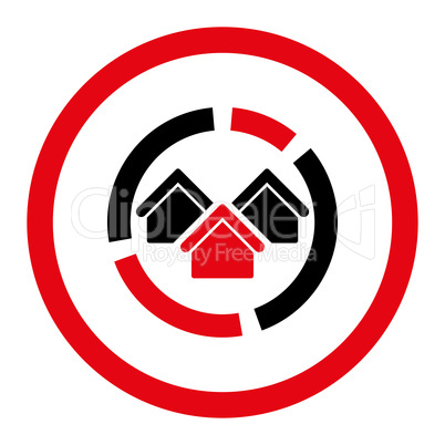 Realty diagram flat intensive red and black colors rounded vector icon