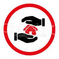 Realty insurance flat intensive red and black colors rounded vector icon