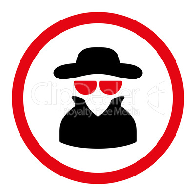 Spy flat intensive red and black colors rounded vector icon