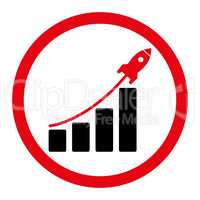 Startup sales flat intensive red and black colors rounded vector icon