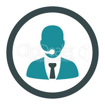 Call center operator flat soft blue colors rounded vector icon