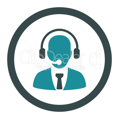 Call center flat soft blue colors rounded vector icon