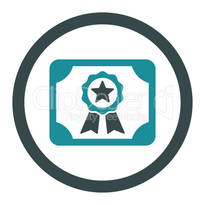 Certificate flat soft blue colors rounded vector icon