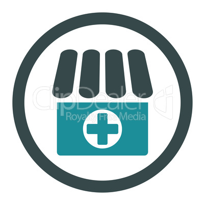 Drugstore flat soft blue colors rounded vector icon