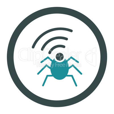 Radio spy bug flat soft blue colors rounded vector icon