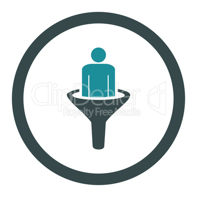 Sales funnel flat soft blue colors rounded vector icon