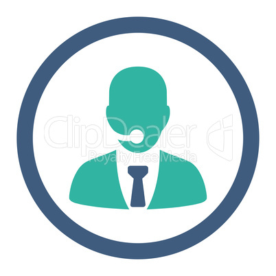 Call center operator flat cobalt and cyan colors rounded vector icon