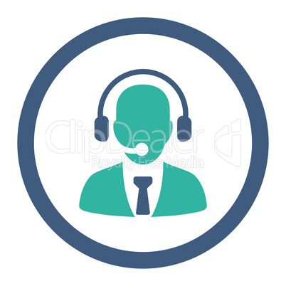 Call center flat cobalt and cyan colors rounded vector icon