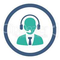 Call center flat cobalt and cyan colors rounded vector icon