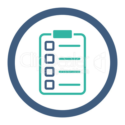 Examination flat cobalt and cyan colors rounded vector icon