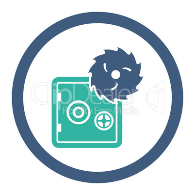 Hacking theft flat cobalt and cyan colors rounded vector icon
