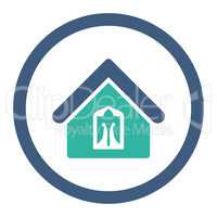 Home flat cobalt and cyan colors rounded vector icon