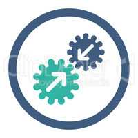 Integration flat cobalt and cyan colors rounded vector icon
